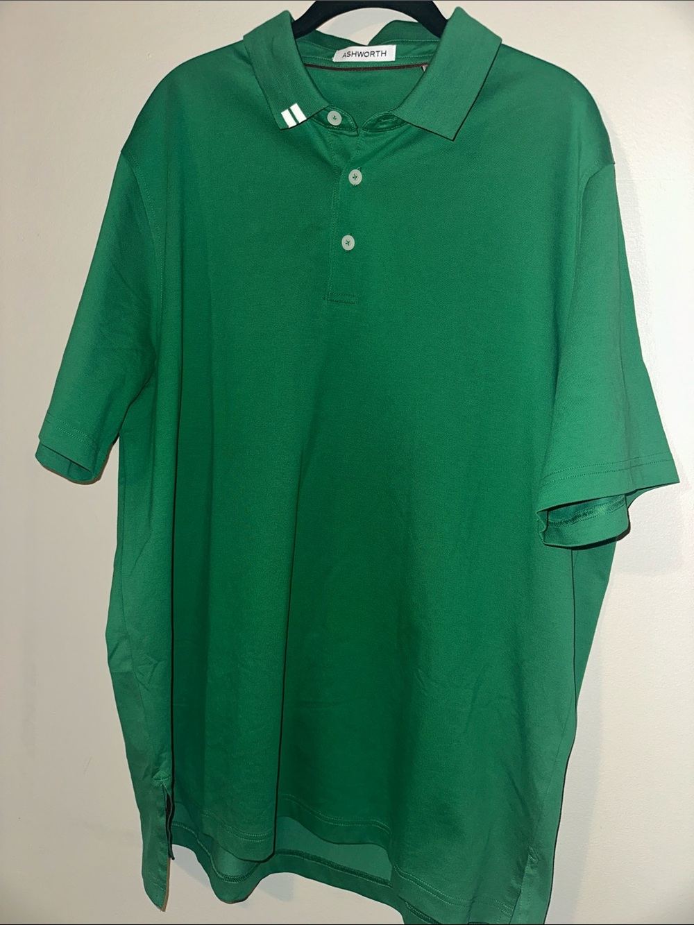 New! Ashworth 2Bar Solid Polo Men's Master's Green Golf Polo